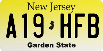NJ license plate A19HFB