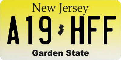 NJ license plate A19HFF