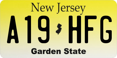 NJ license plate A19HFG