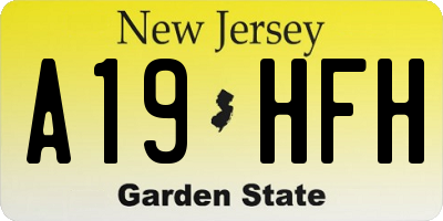 NJ license plate A19HFH