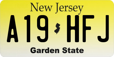 NJ license plate A19HFJ