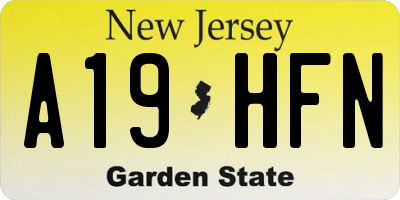 NJ license plate A19HFN