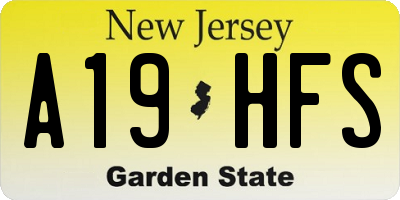 NJ license plate A19HFS
