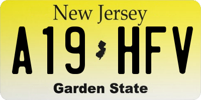 NJ license plate A19HFV