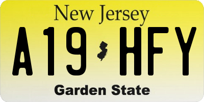 NJ license plate A19HFY