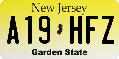 NJ license plate A19HFZ