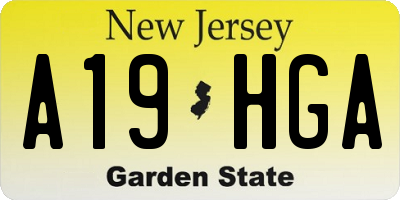 NJ license plate A19HGA