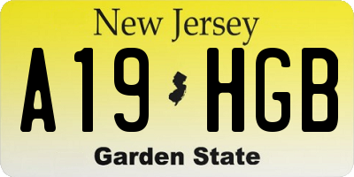 NJ license plate A19HGB
