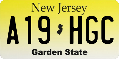 NJ license plate A19HGC
