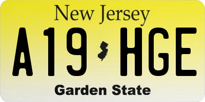 NJ license plate A19HGE