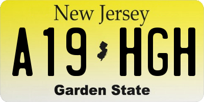 NJ license plate A19HGH