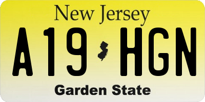 NJ license plate A19HGN