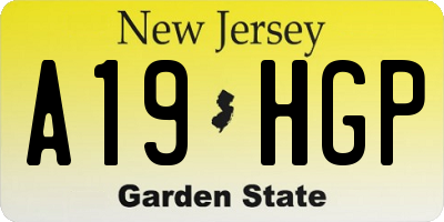 NJ license plate A19HGP