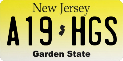 NJ license plate A19HGS