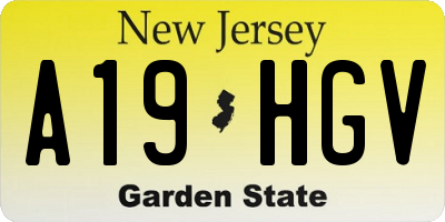 NJ license plate A19HGV