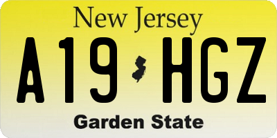 NJ license plate A19HGZ