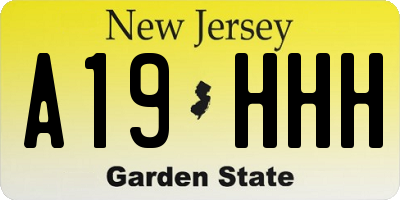 NJ license plate A19HHH