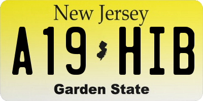 NJ license plate A19HIB