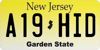 NJ license plate A19HID