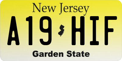 NJ license plate A19HIF