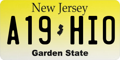 NJ license plate A19HIO