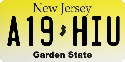 NJ license plate A19HIU
