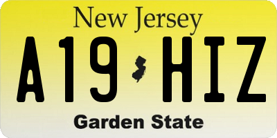 NJ license plate A19HIZ
