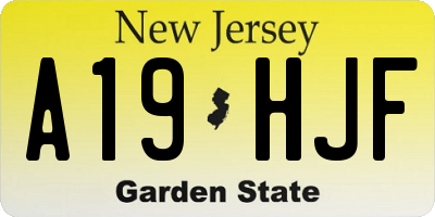 NJ license plate A19HJF