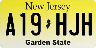 NJ license plate A19HJH