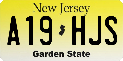 NJ license plate A19HJS