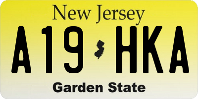 NJ license plate A19HKA