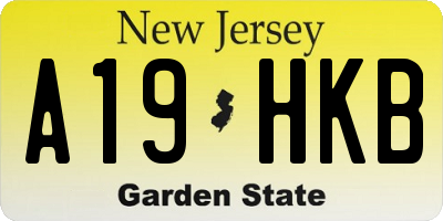 NJ license plate A19HKB