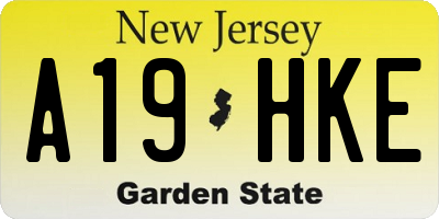 NJ license plate A19HKE