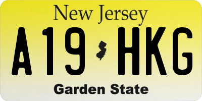 NJ license plate A19HKG