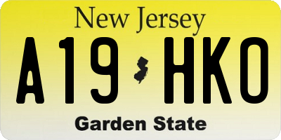 NJ license plate A19HKO