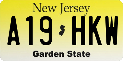 NJ license plate A19HKW