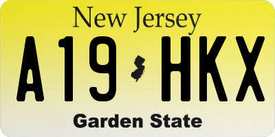 NJ license plate A19HKX