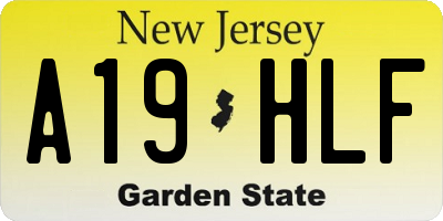 NJ license plate A19HLF