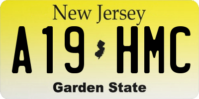 NJ license plate A19HMC