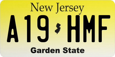 NJ license plate A19HMF