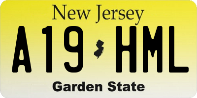 NJ license plate A19HML