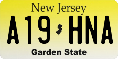 NJ license plate A19HNA