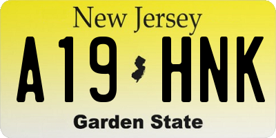 NJ license plate A19HNK