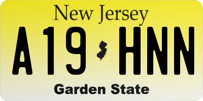 NJ license plate A19HNN