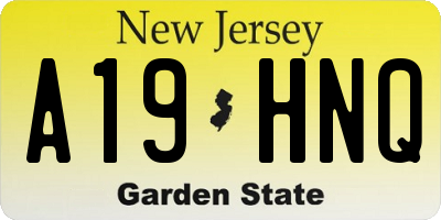 NJ license plate A19HNQ