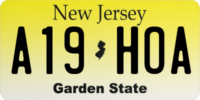 NJ license plate A19HOA