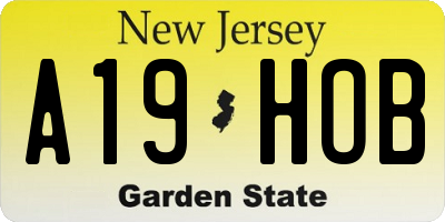 NJ license plate A19HOB