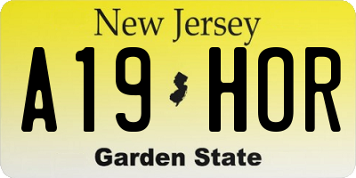 NJ license plate A19HOR
