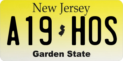 NJ license plate A19HOS