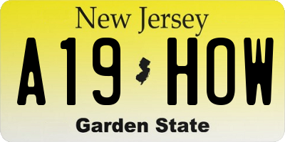 NJ license plate A19HOW